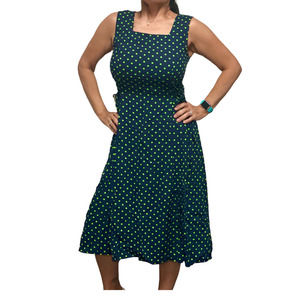 Worthington polka dot adjustable lace side tie midi 12 D3 1262